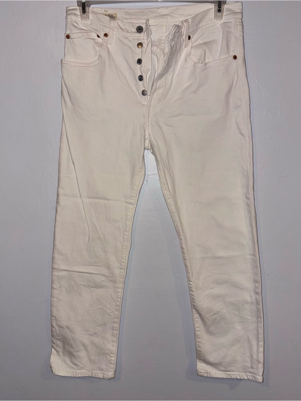 Levi's White Denim Jeans with Red Label Accent